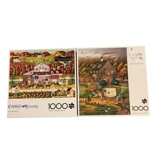 Charles Wysocki 1000 Pieces Buffalo Autumn Farms & Secret Passage Inn Complete